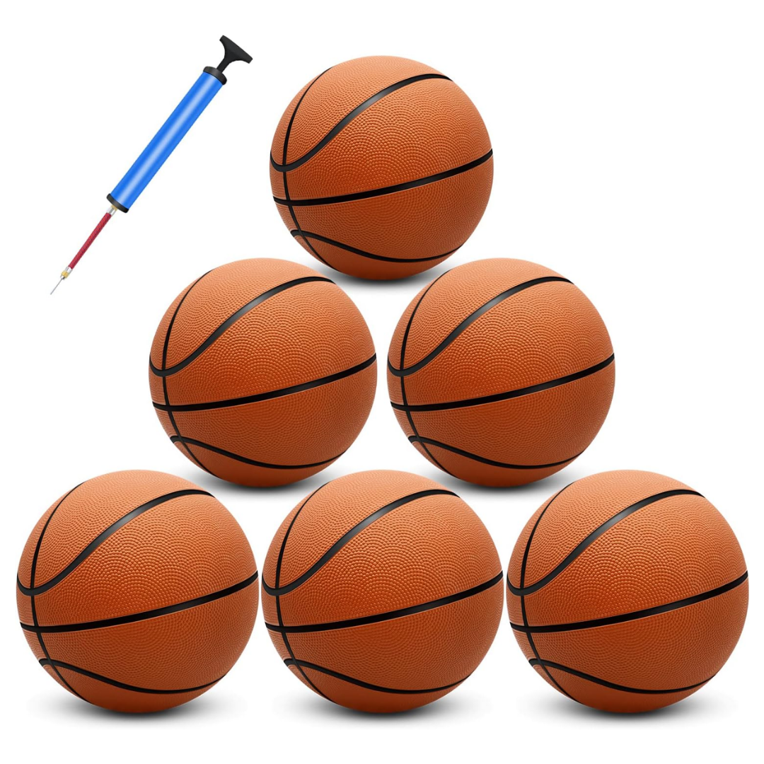 Rubber Basketball Set with Pump for Indoor Outdoor Training Play