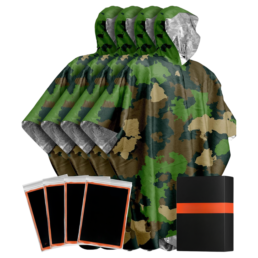 4-Pack Rain Poncho with Reflective Mylar Lining for All Season Use