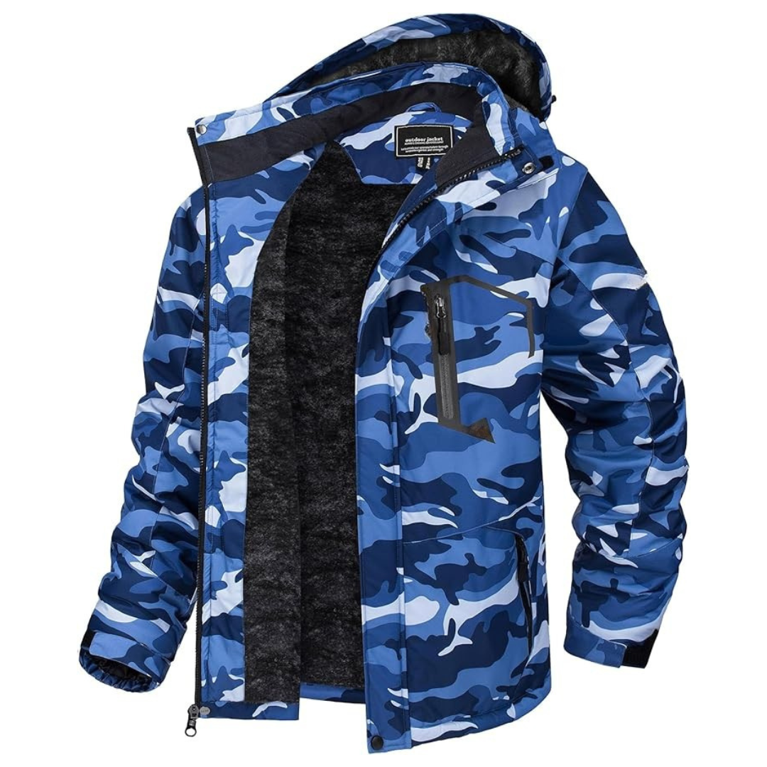 Men’s Water-Resistant Fleece Ski Jacket with Detachable Hood