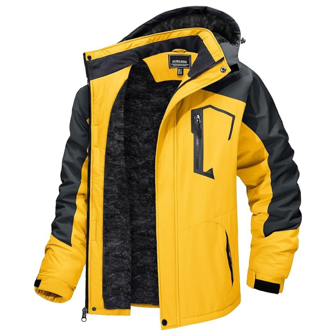 Men’s Water-Resistant Fleece Ski Jacket with Detachable Hood