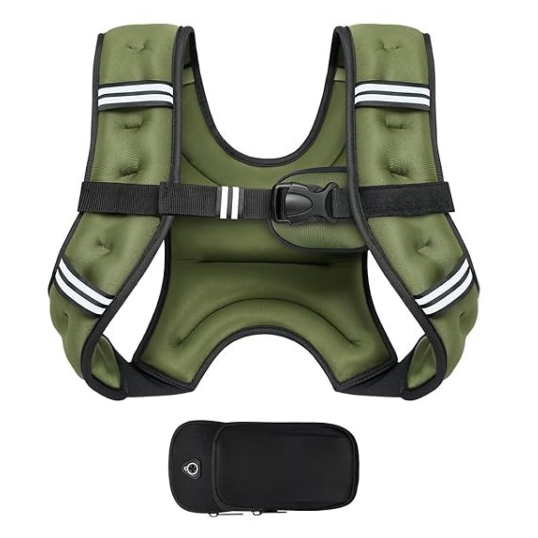 Adjustable Weighted Training Vest with Reflective Straps and Detachable Pouch