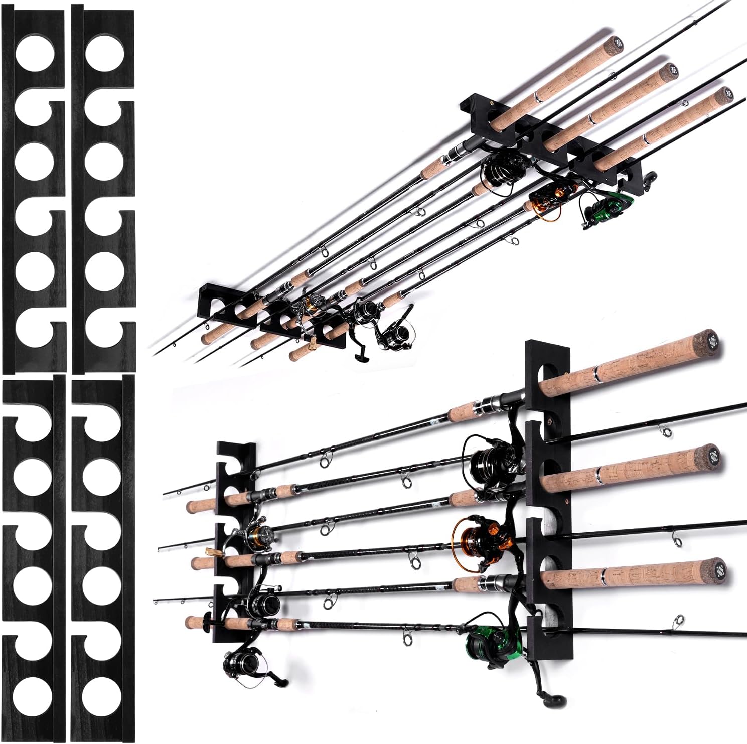 Fishing Rod Rack Wall or Ceiling Mounted Holder for Garage Storage
