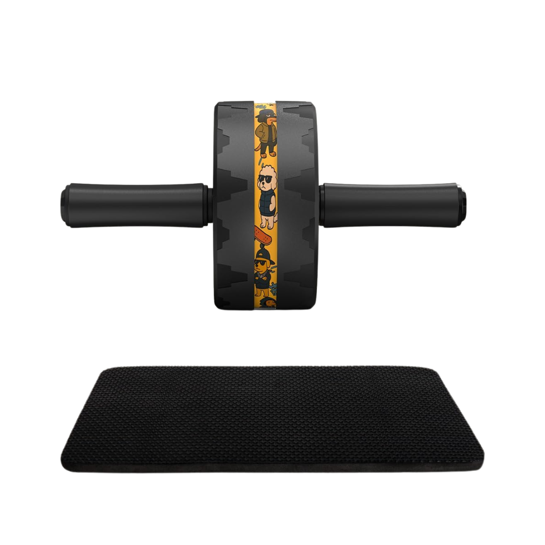 Dual Wheel Ab Roller with Steel Core and Knee Mat