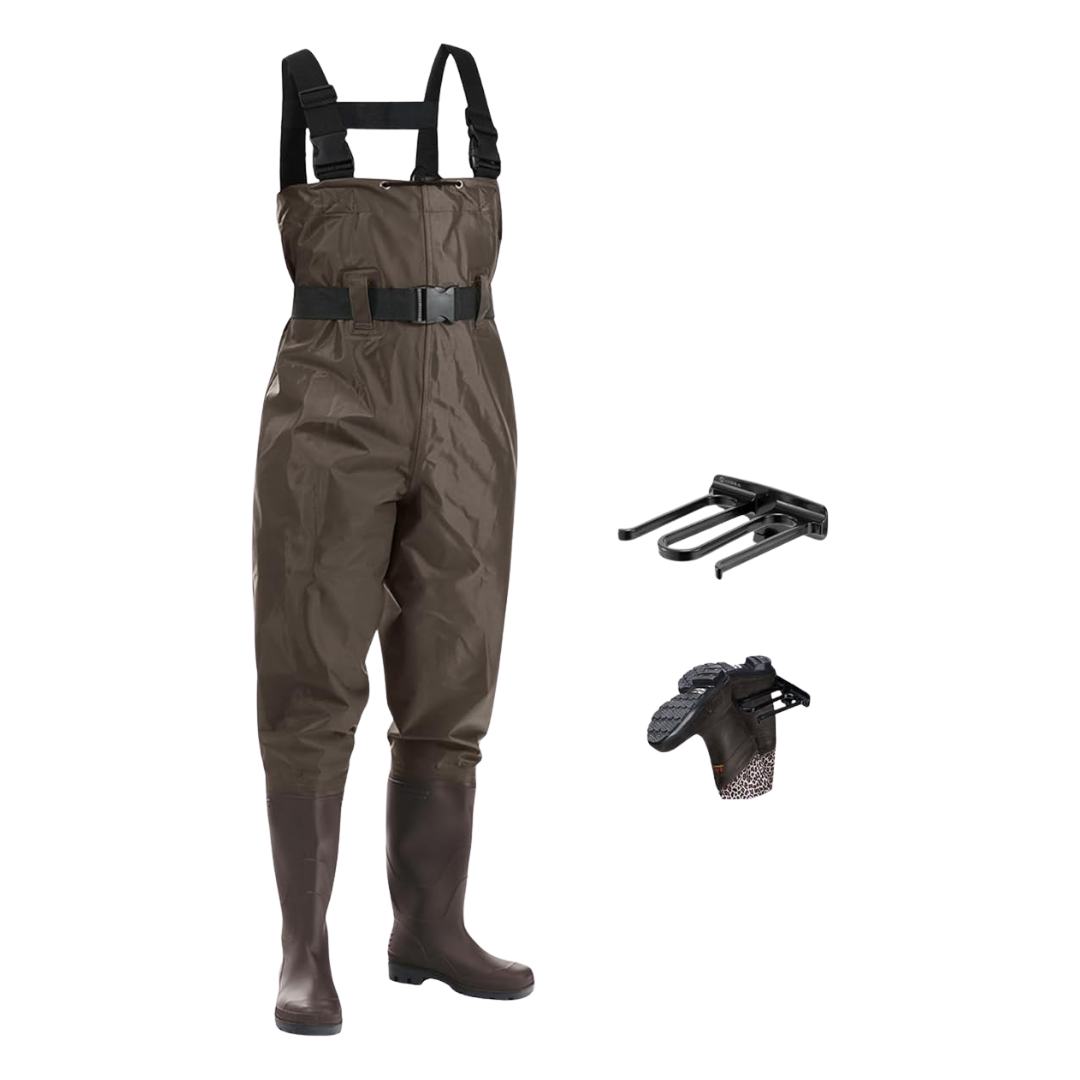Unisex Nylon Chest Waders with PVC Boots for Fishing and Fieldwork