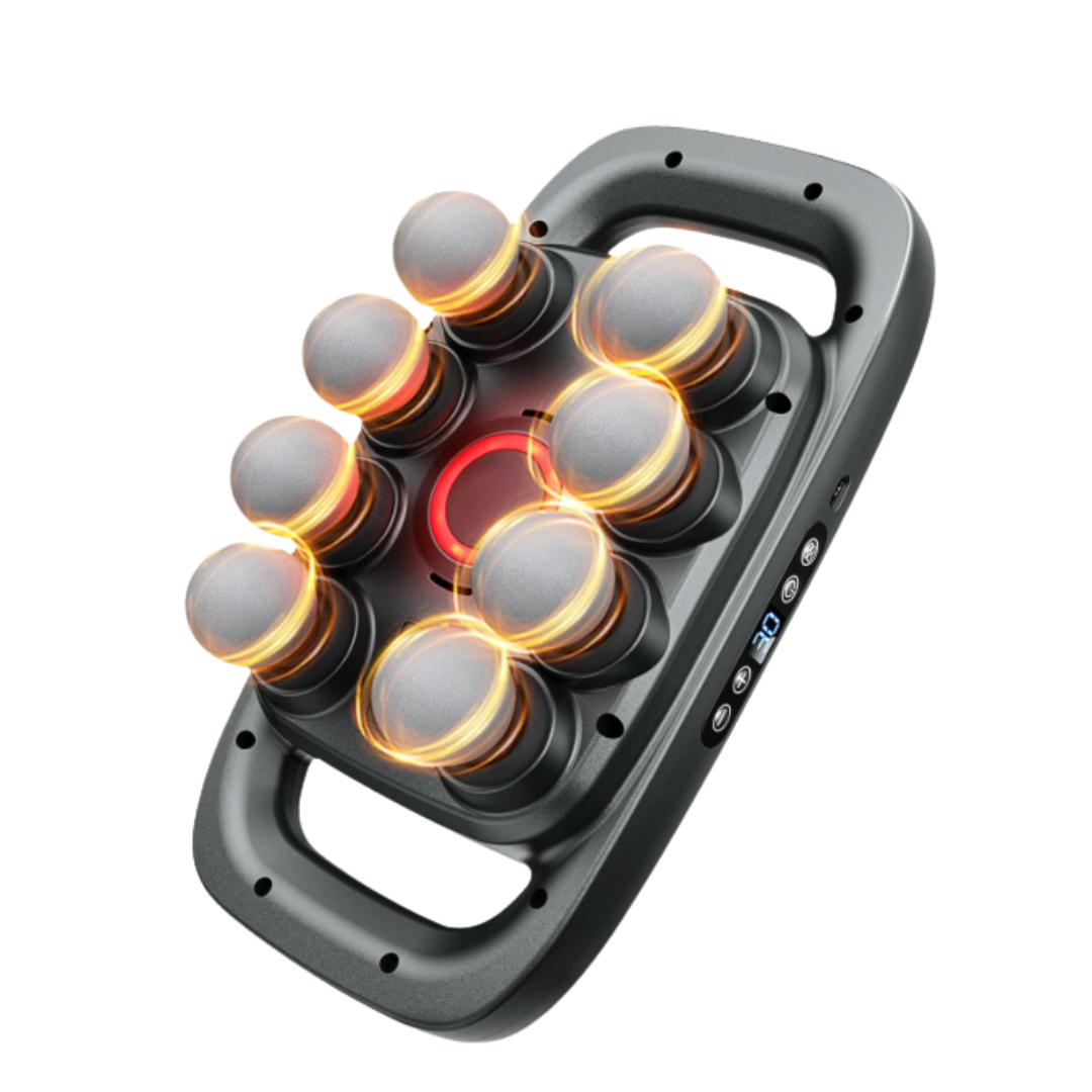 Rechargeable Handheld Massage Pad with Multi-Head Attachments