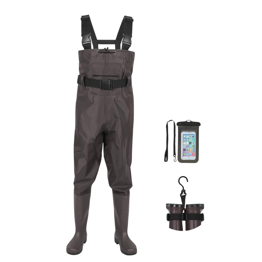 Water-Resistant Nylon PVC Chest Waders with Integrated Boots