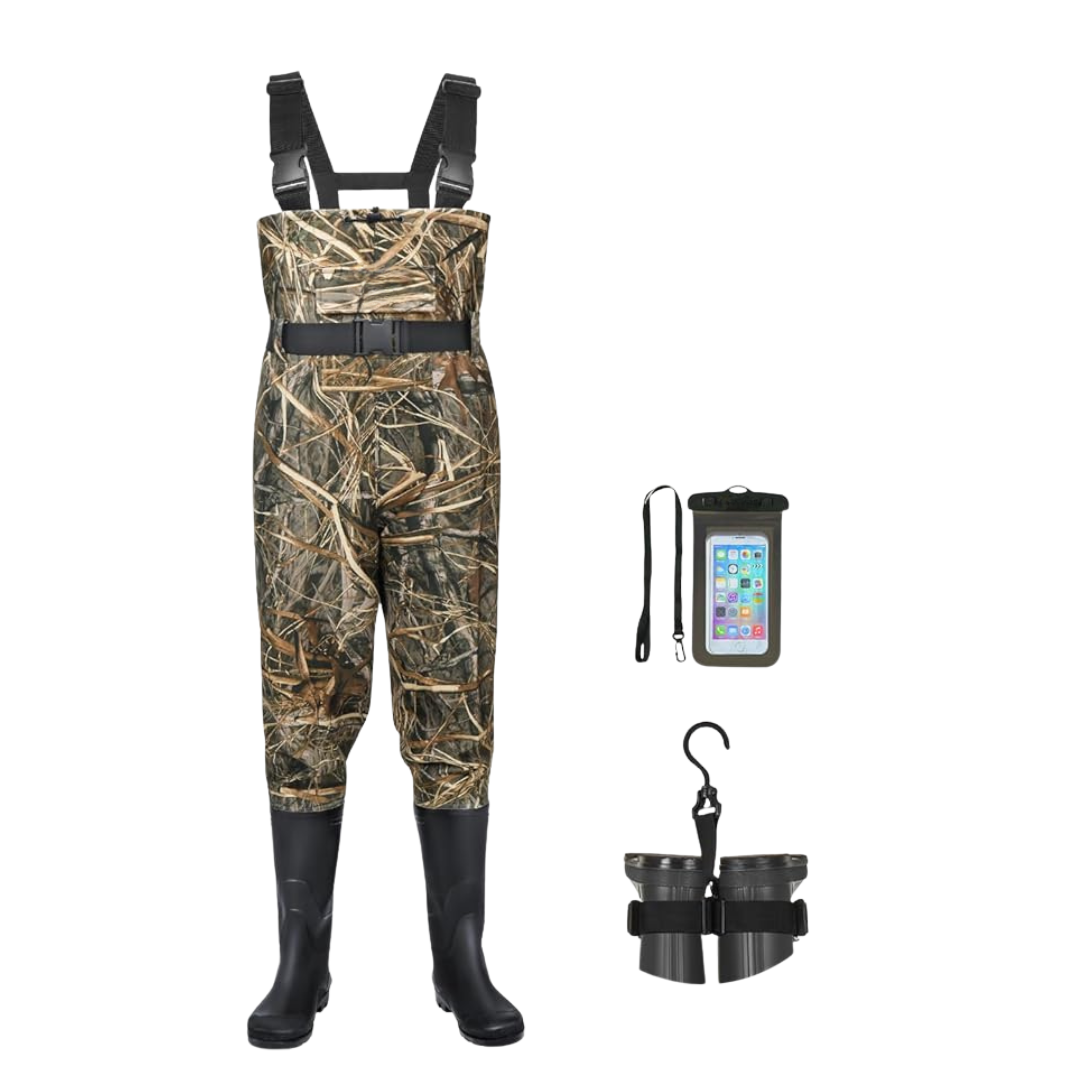 Water-Resistant Nylon PVC Chest Waders with Integrated Boots