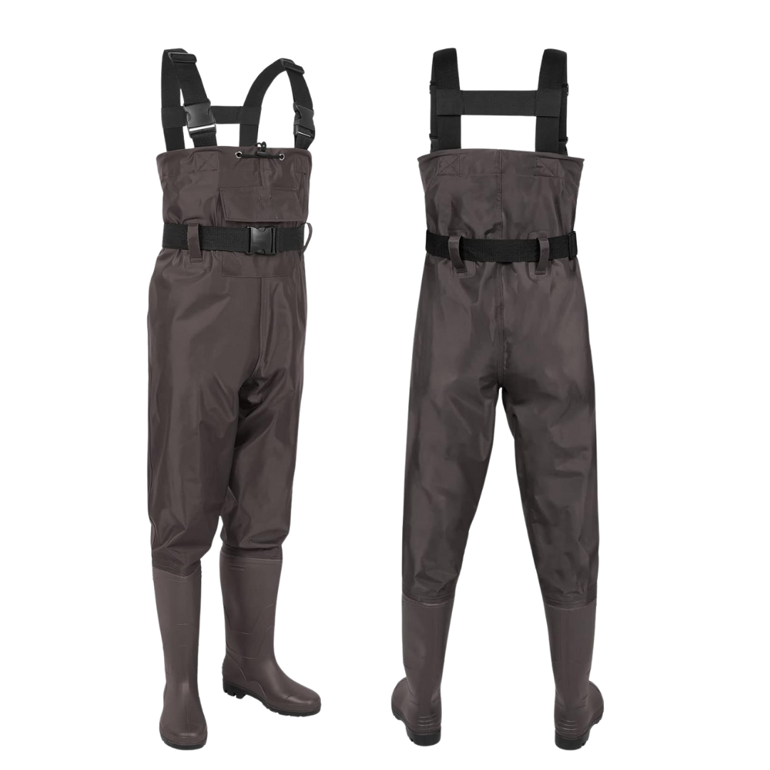 Water-Resistant Nylon PVC Chest Waders with Integrated Boots