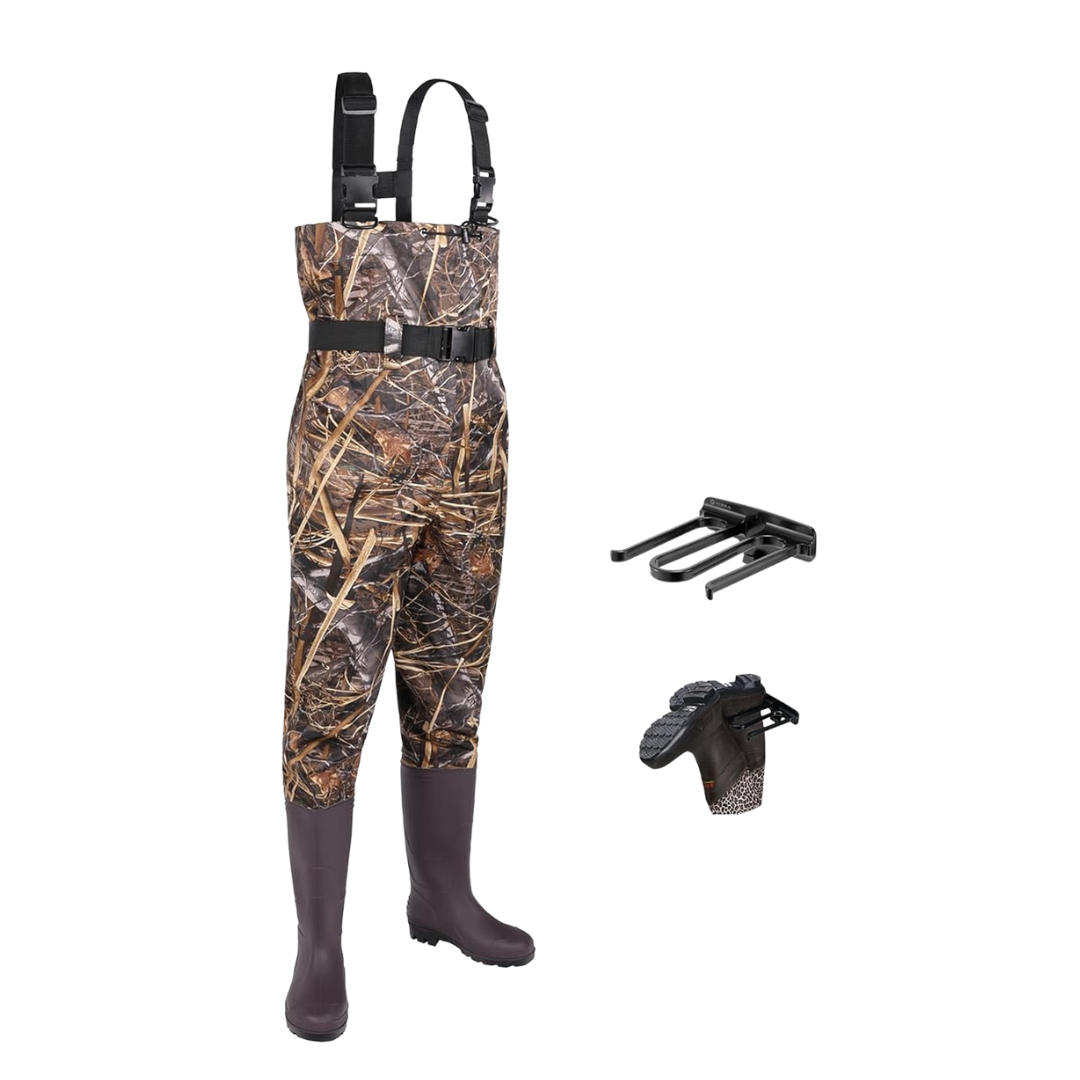 Unisex Nylon Chest Waders with PVC Boots for Fishing and Fieldwork