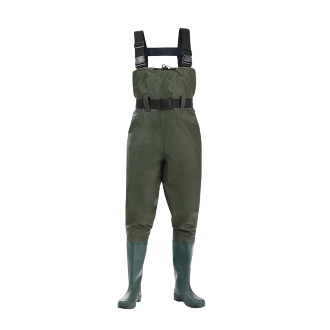 Unisex Nylon Chest Waders with PVC Boots for Fishing and Fieldwork