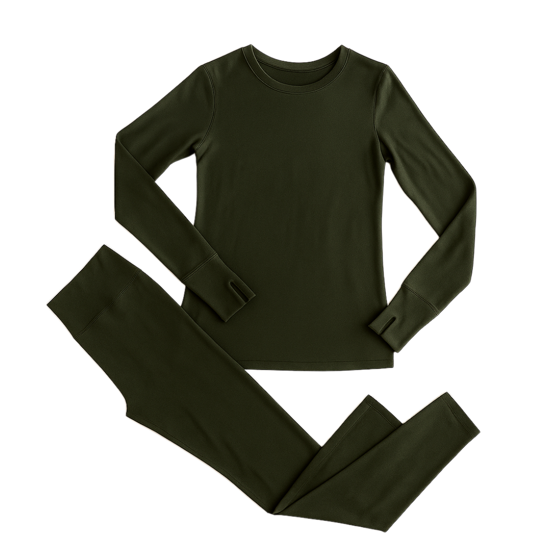 Women’s Fleece Lined Thermal Base Layer Shirt and Leggings Set