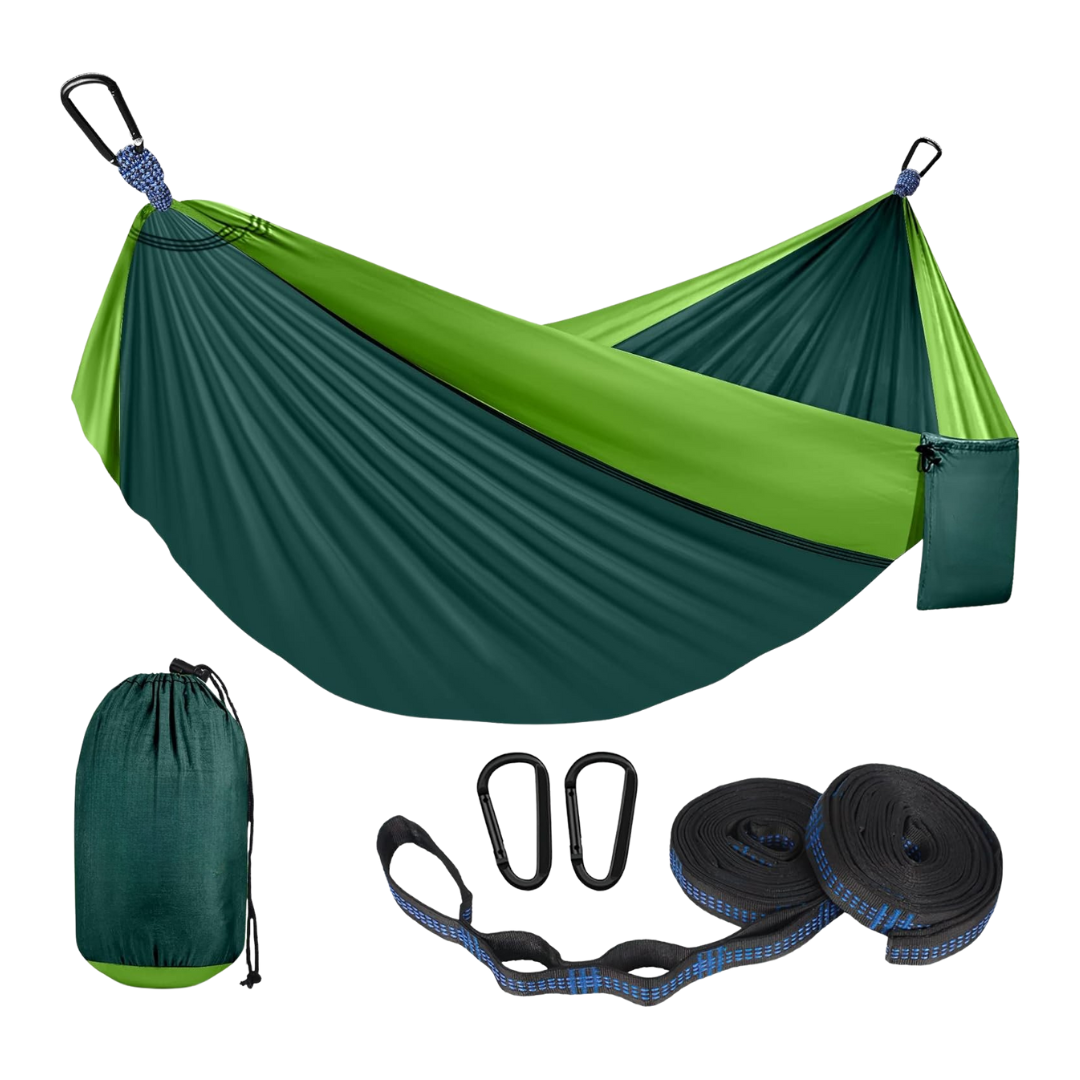 Nylon Camping Hammock with Adjustable Straps and 2 Carabiners
