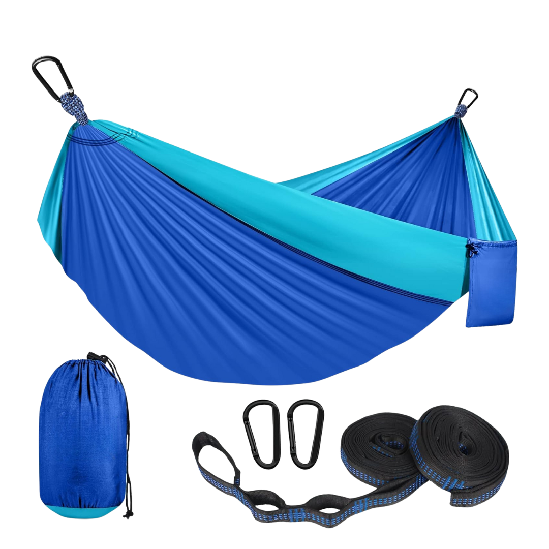 Nylon Camping Hammock with Adjustable Straps and 2 Carabiners