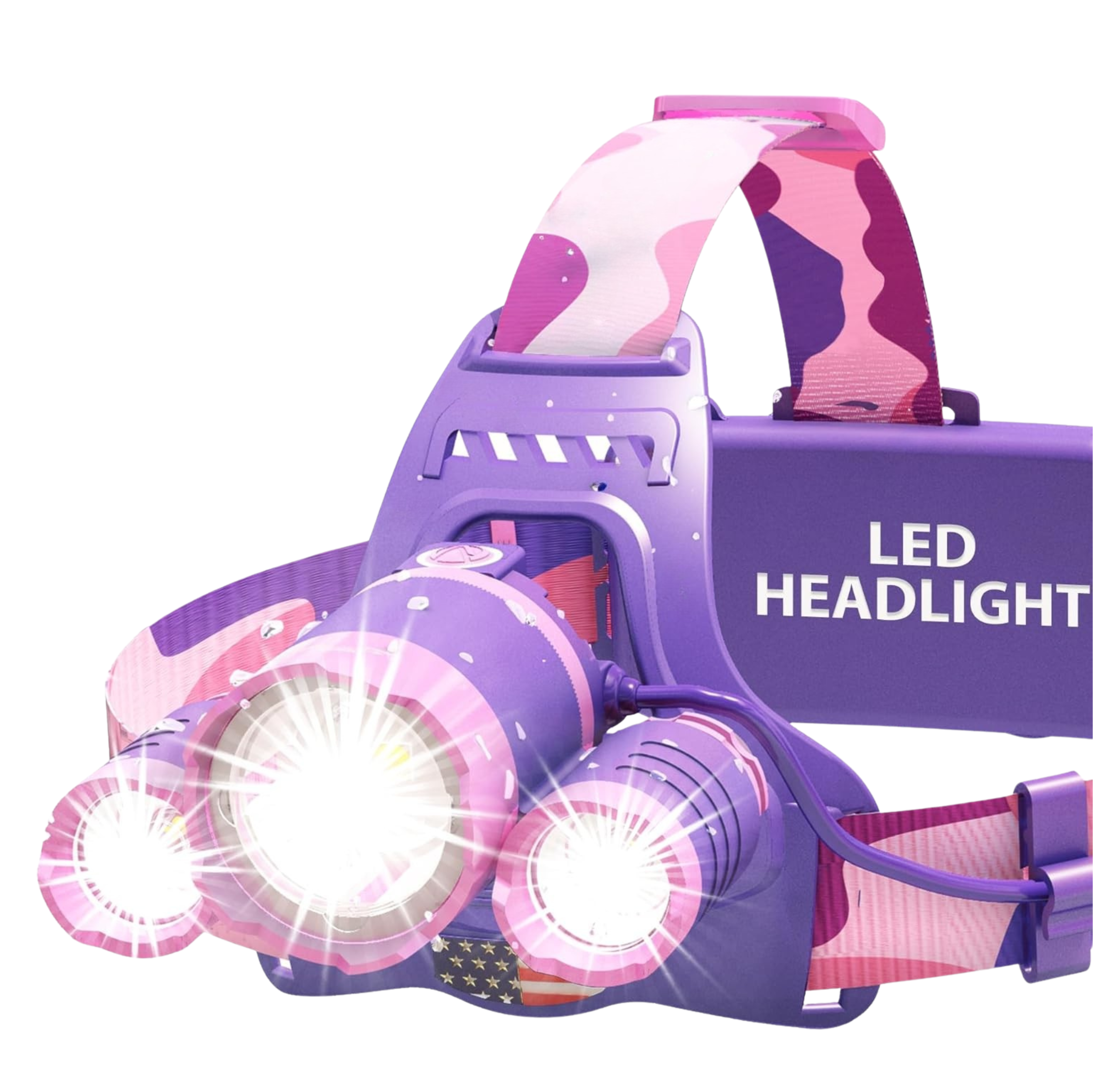LED Headlamp with Adjustable Beam, Red Light Mode, USB-C Rechargeable