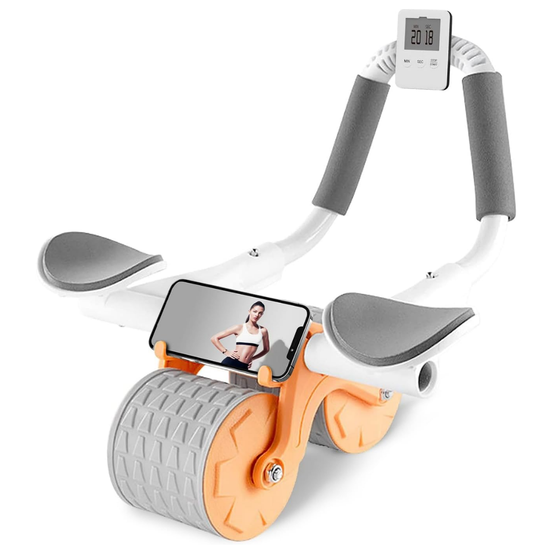 Rebound Core Training Ab Roller with Dual Wheels and Elbow Pads