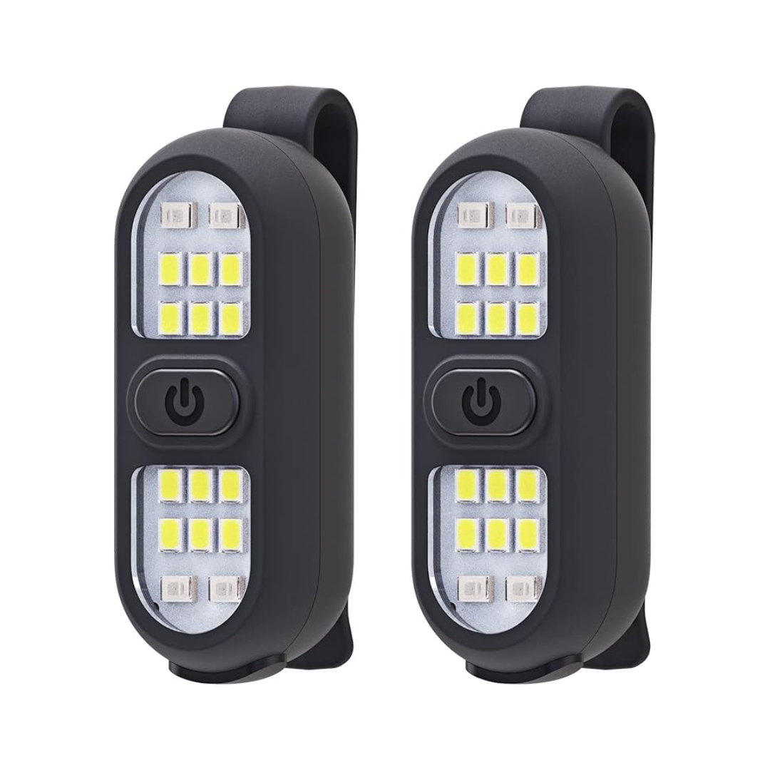 Clip On Rechargeable Running Lights for Night Walking and Hiking