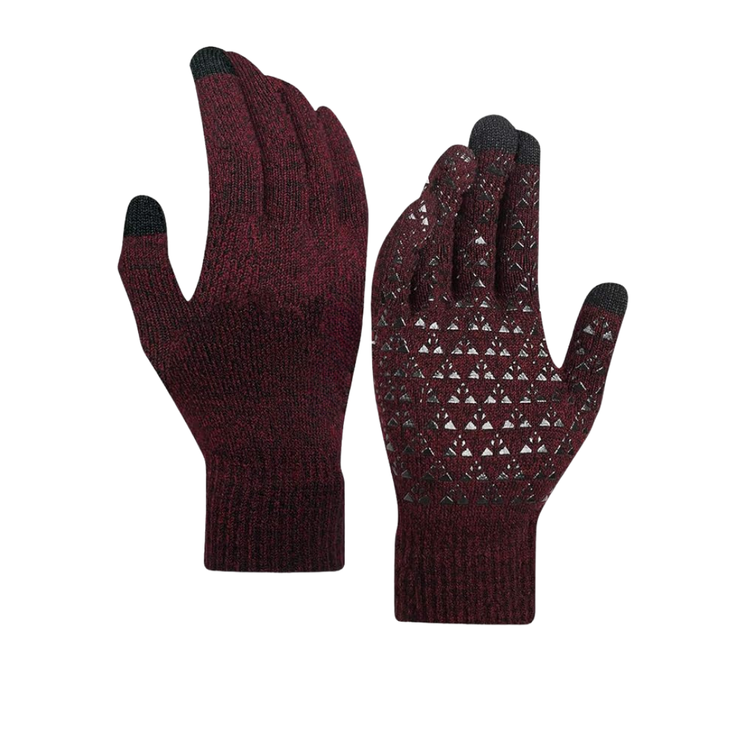 Unisex Touchscreen Knit Gloves with Silicone Grip and Soft Lining