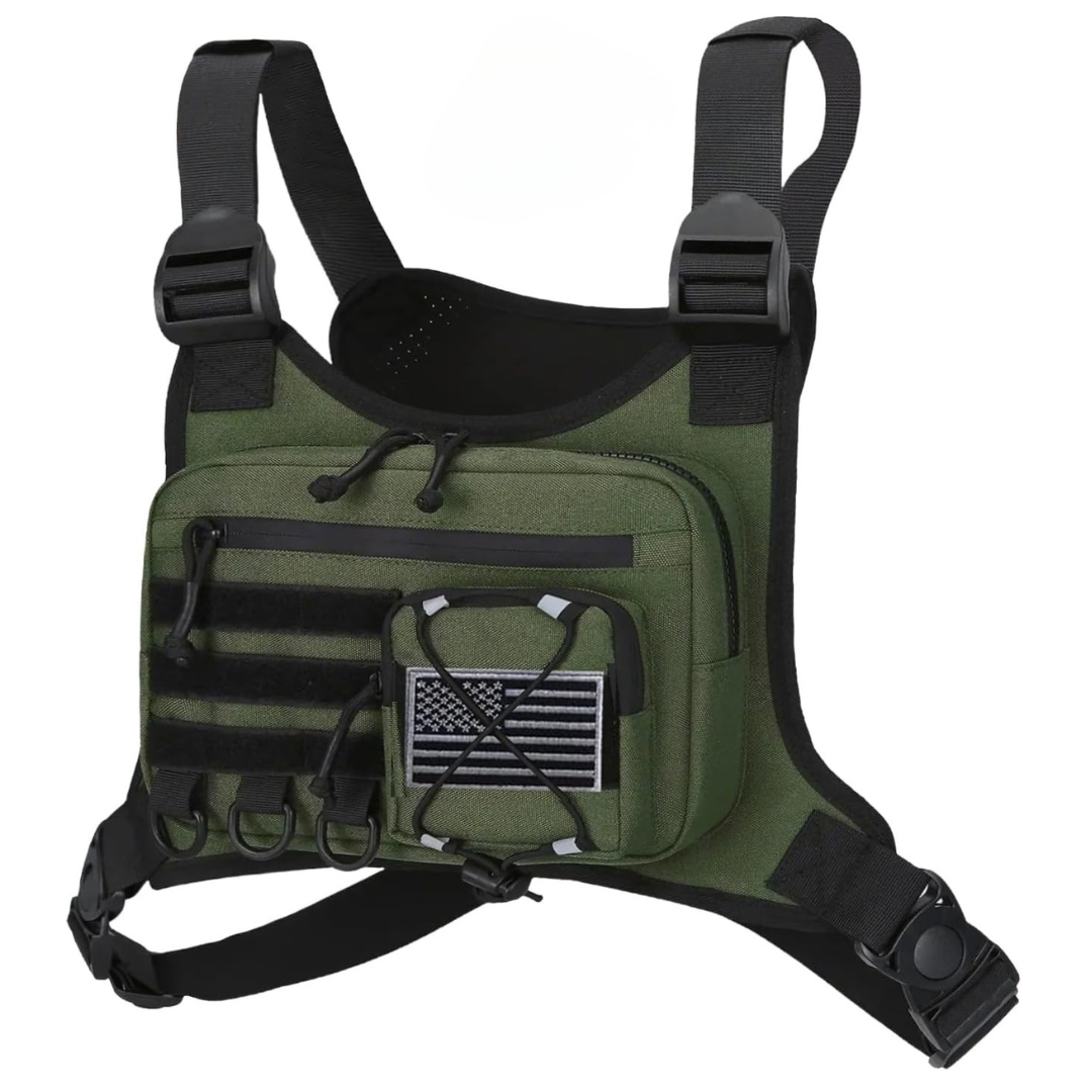 Outdoor Chest Bag with Adjustable Straps and Zippered Storage