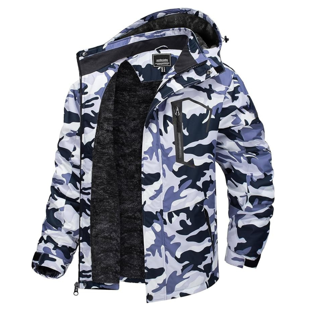Men’s Water-Resistant Fleece Ski Jacket with Detachable Hood