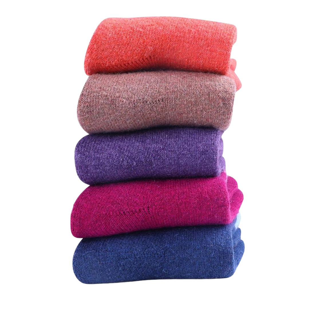 5 Pair Set Women’s Wool Blend Mid Calf Socks for Winter Wear