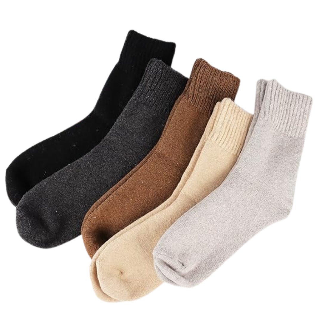5 Pair Set Women’s Wool Blend Mid Calf Socks for Winter Wear