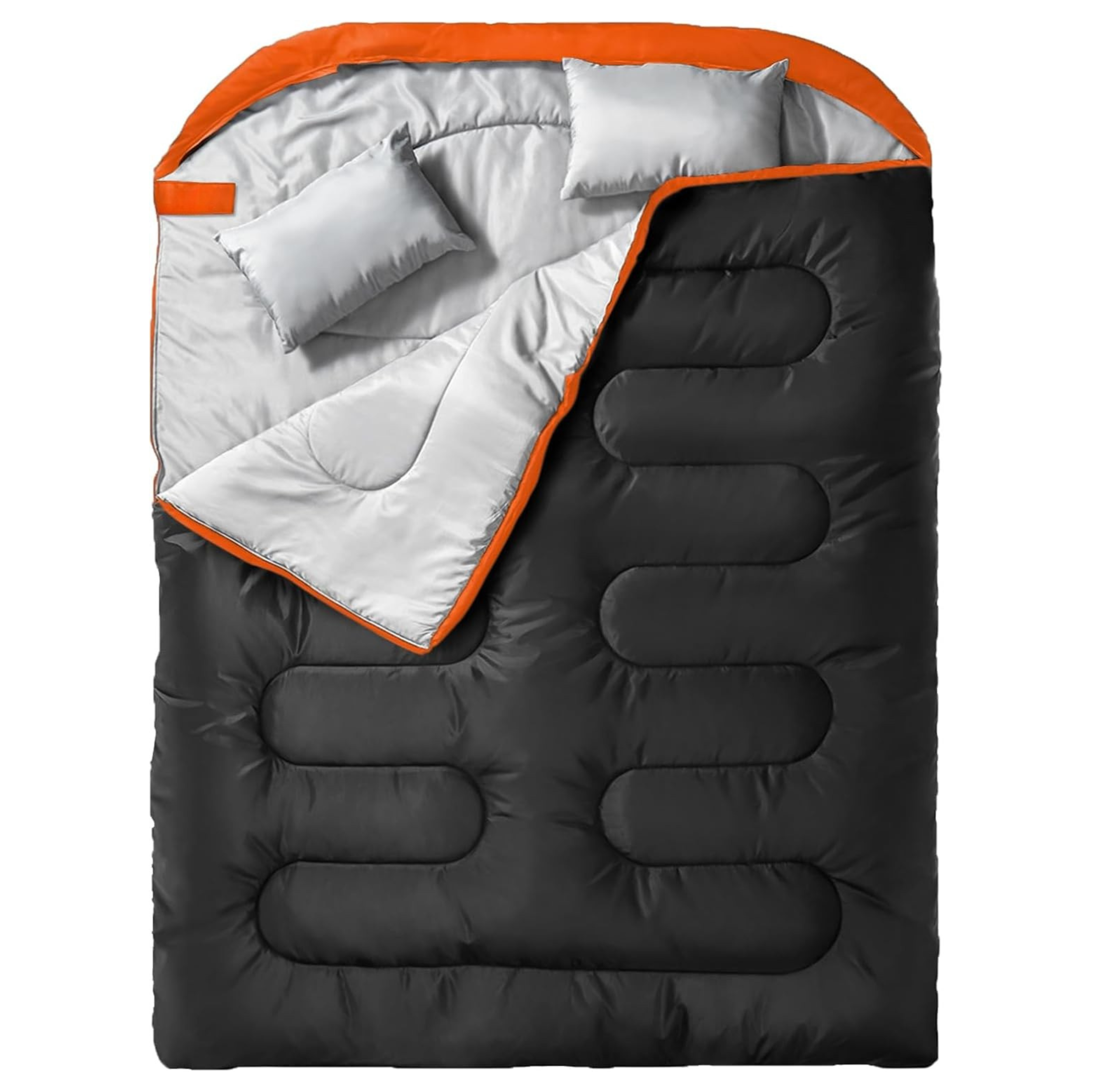 Double Sleeping Bag for Adults with Two Pillows and Compression Sack
