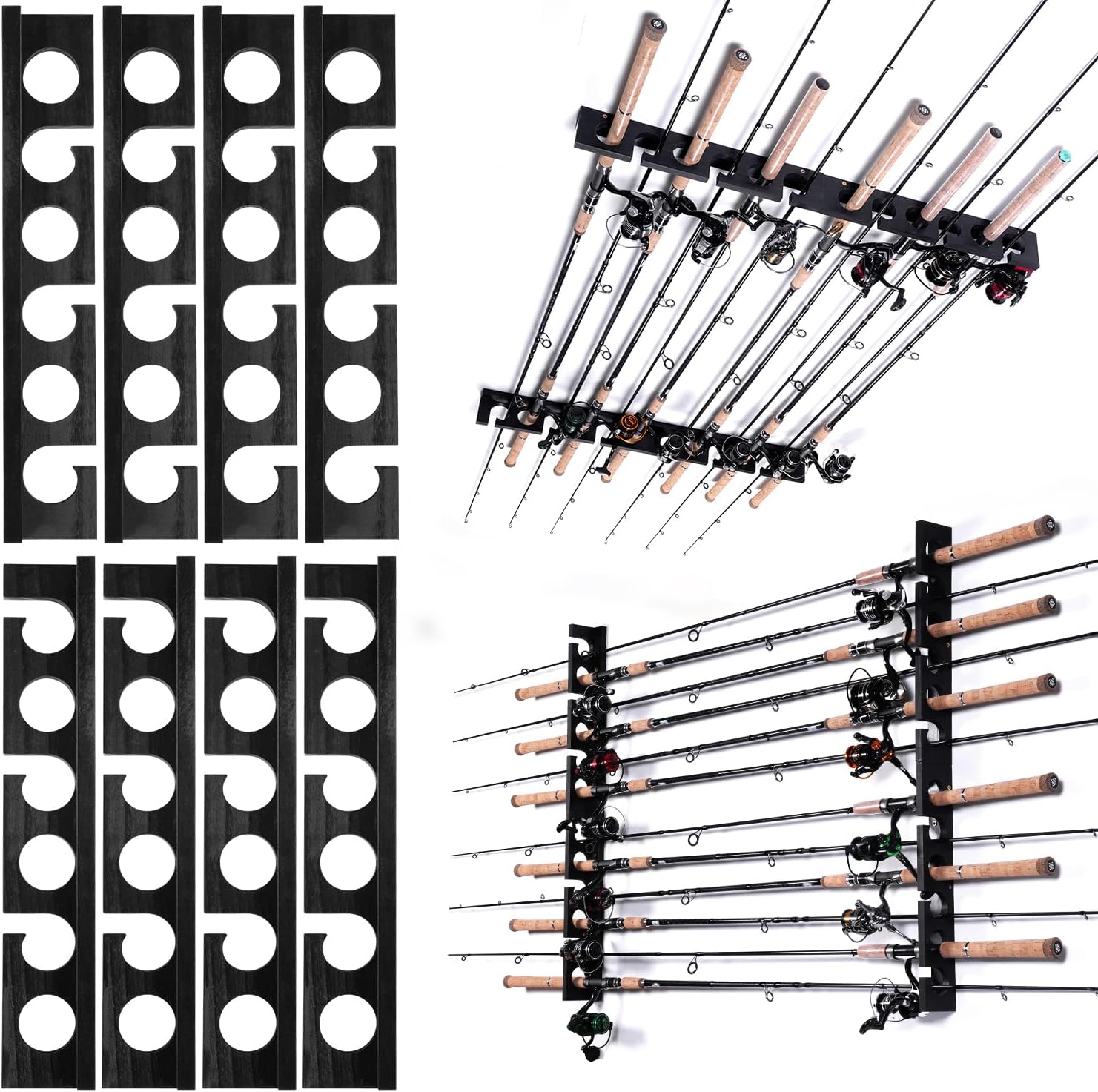 Fishing Rod Rack Wall or Ceiling Mounted Holder for Garage Storage