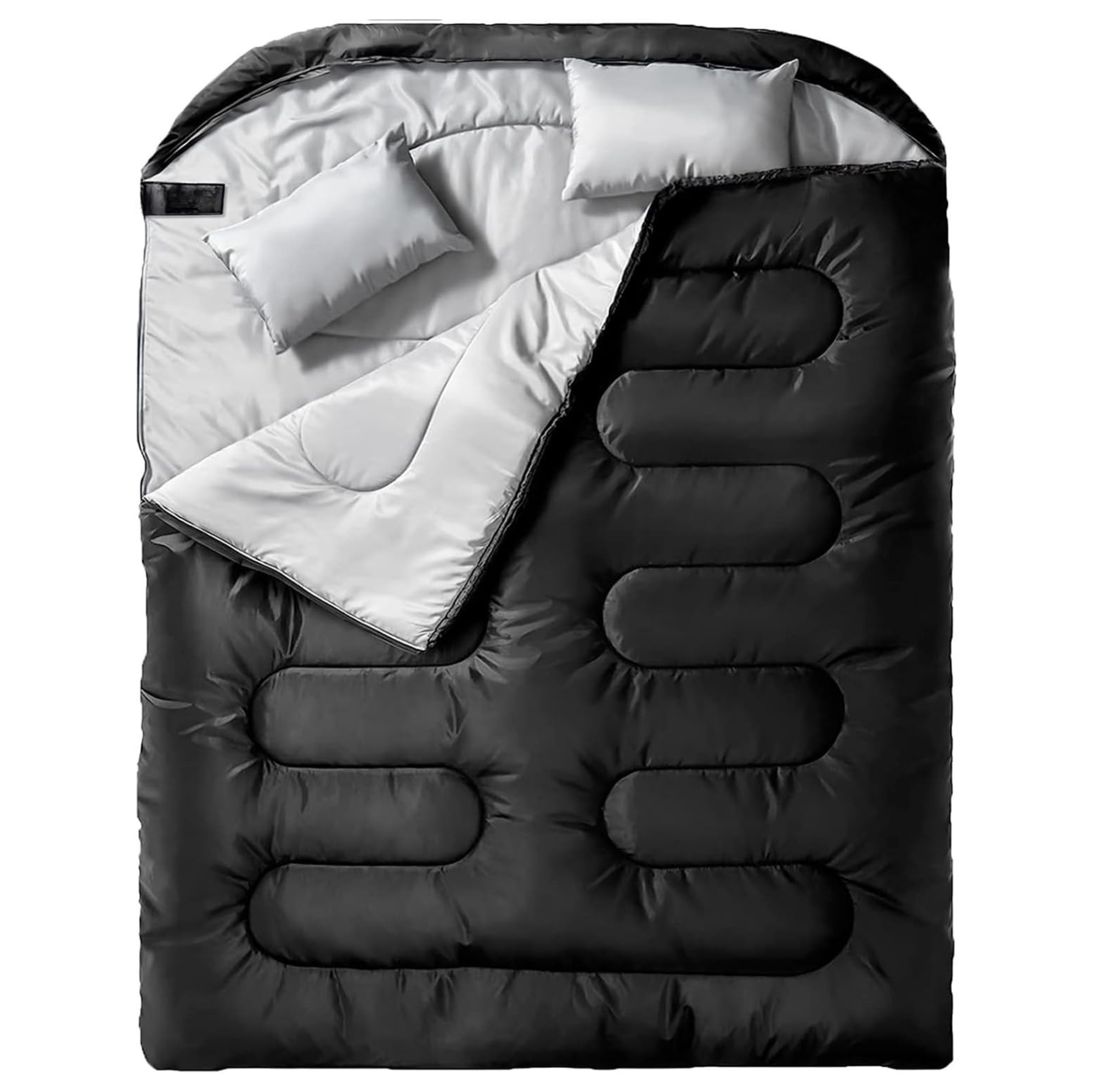 Double Sleeping Bag for Adults with Two Pillows and Compression Sack