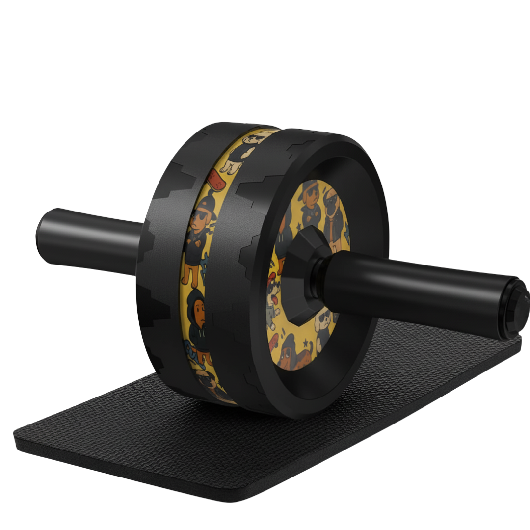 Dual Wheel Ab Roller with Steel Core and Knee Mat