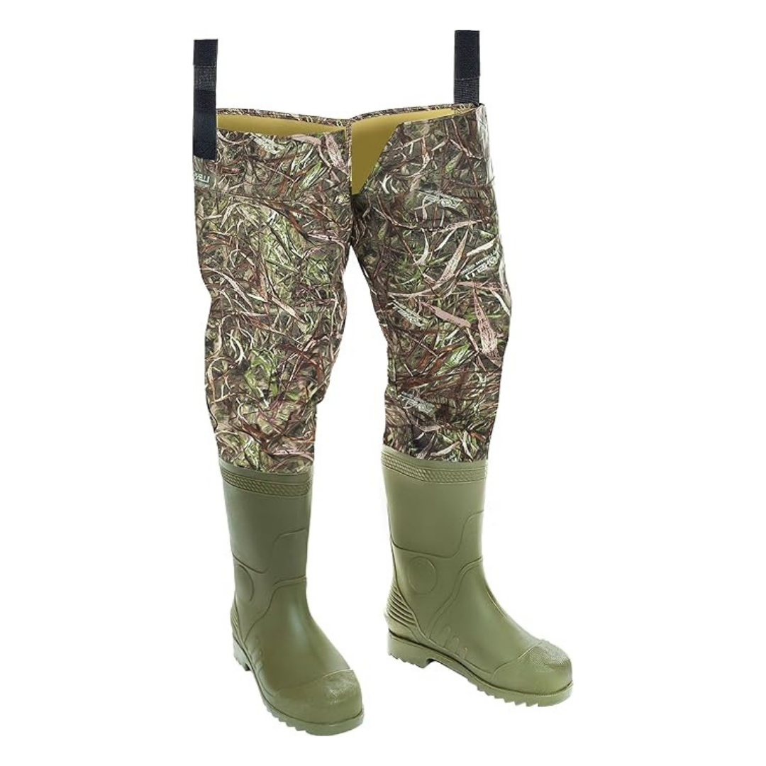 Hip Waders with PVC Boots and Adjustable Straps for Wet Environments