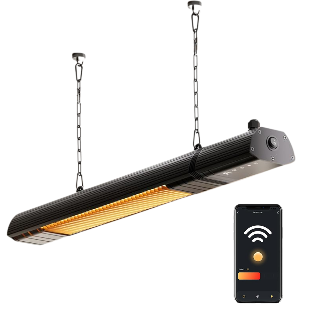 1500W Infrared Patio Heater with Wall Mount, WiFi App & Remote