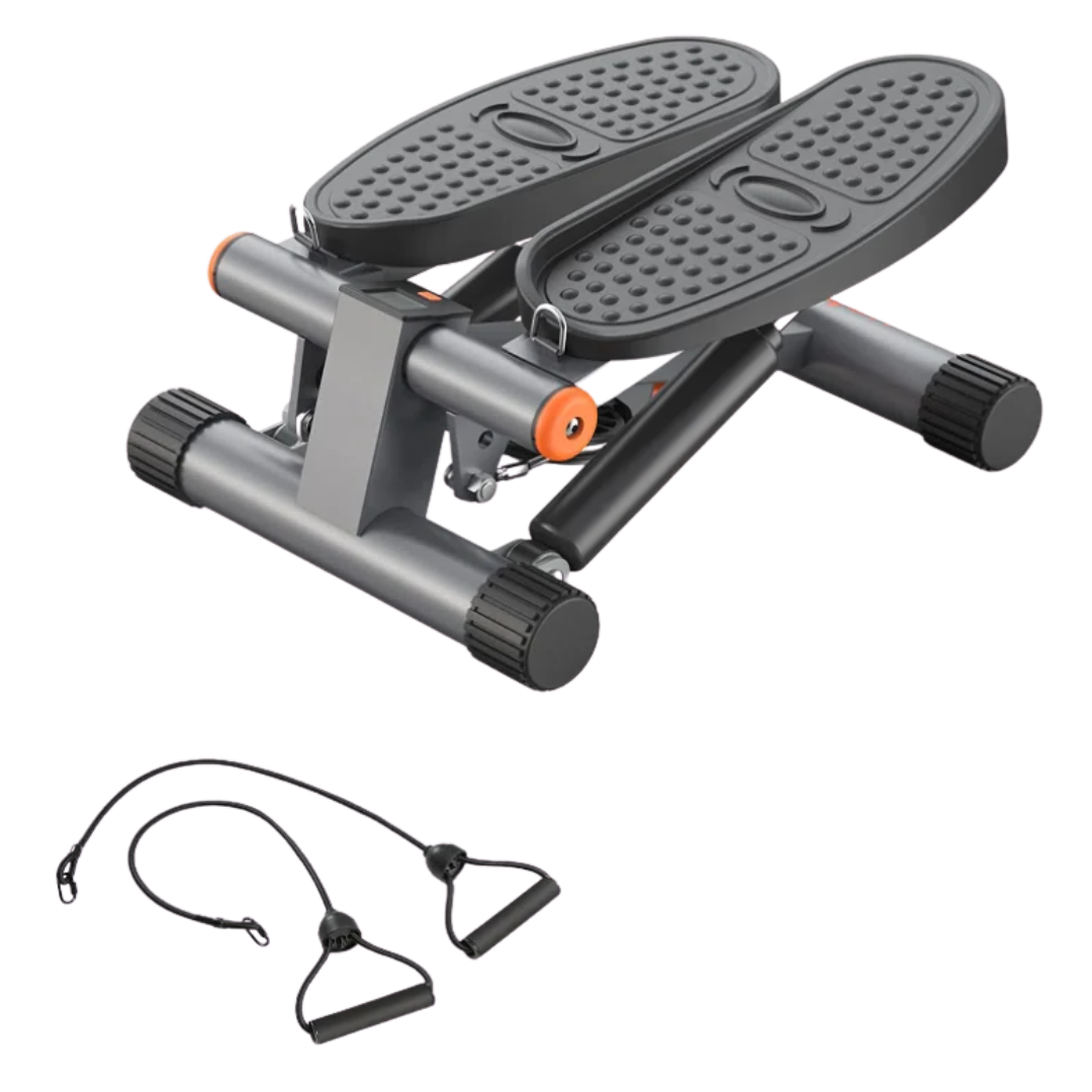 Mini Stepper Exercise Machine with Hydraulic Resistance and Resistance Bands