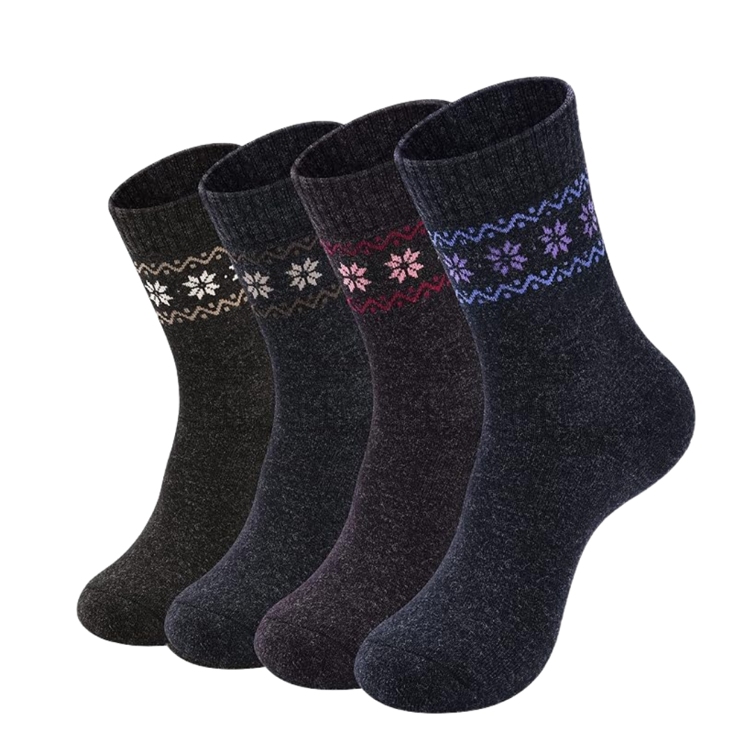 Women’s Wool Thermal Crew Socks 4-Pack Knit Breathable Design