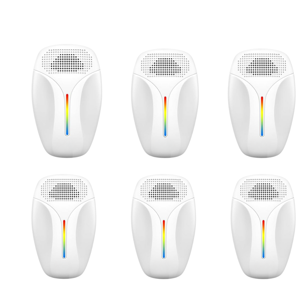 Plug-In Ultrasonic Pest Repellent 6 Pack with 20kHz–60kHz Outdoor Range