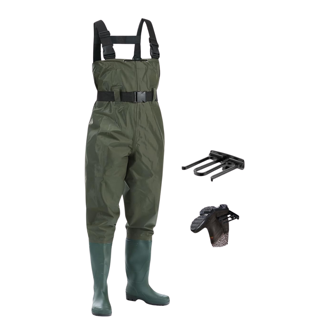 Unisex Nylon Chest Waders with PVC Boots for Fishing and Fieldwork
