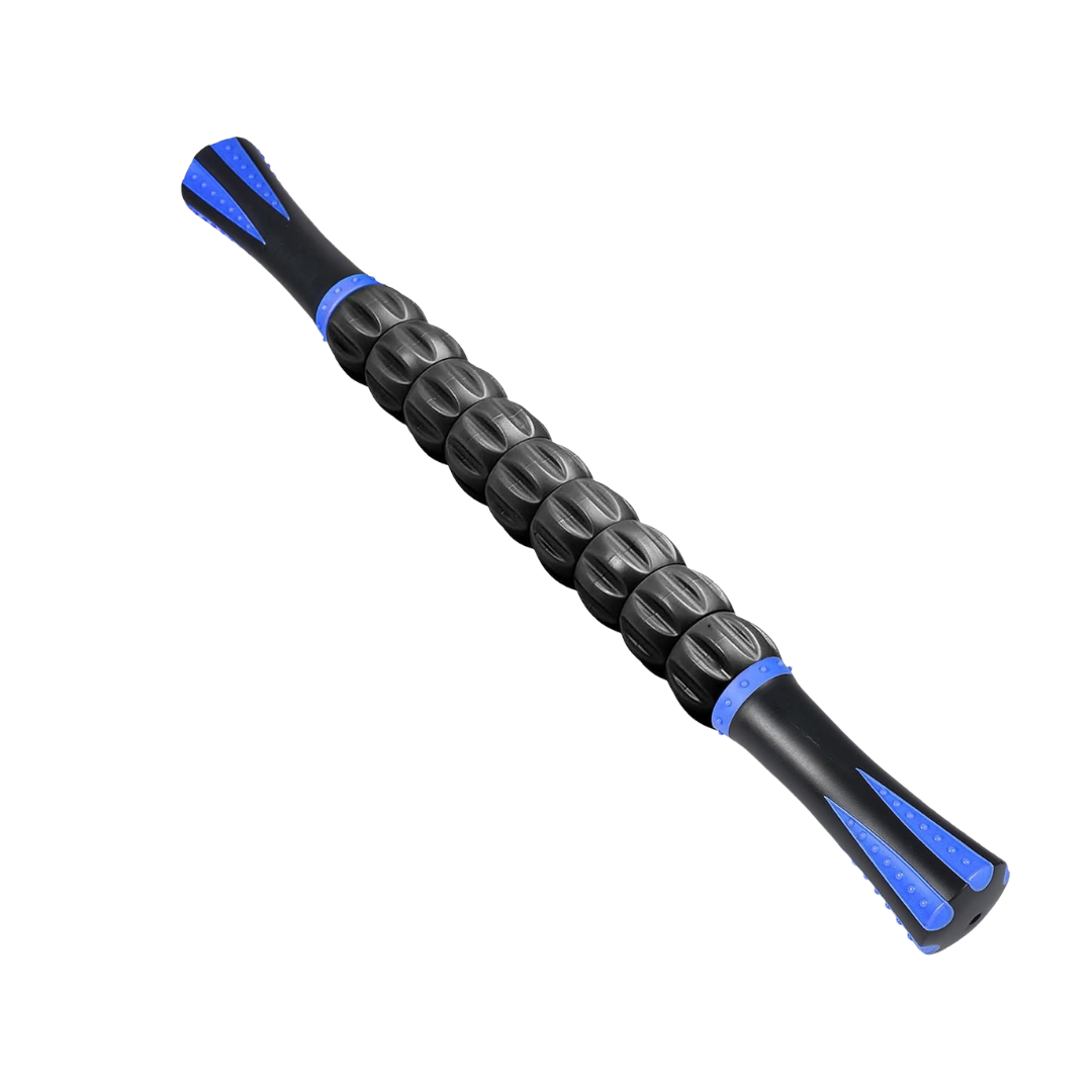 Muscle Roller Stick with 9 Rotating Rollers and Textured Grip Handles