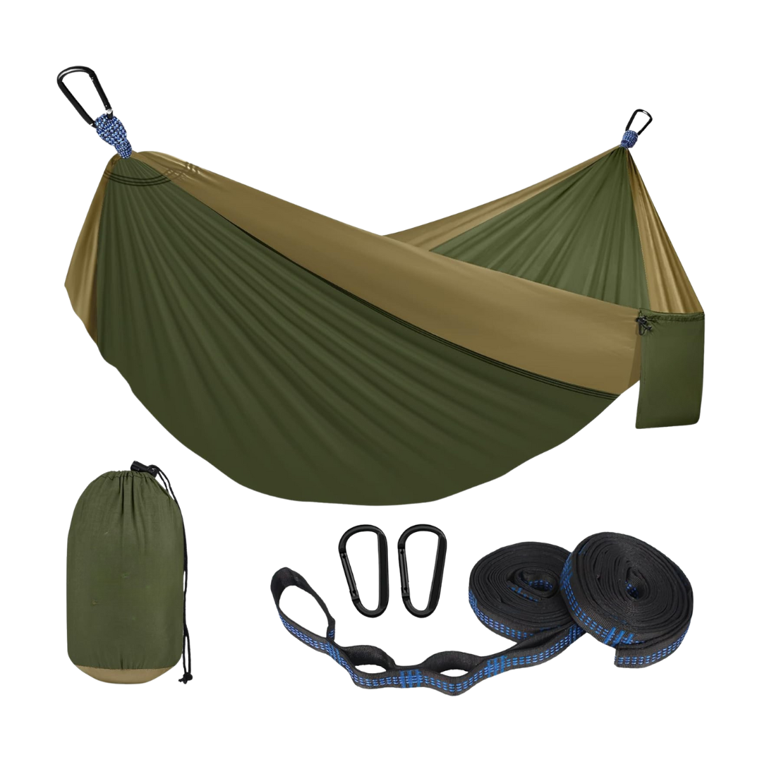 Nylon Camping Hammock with Adjustable Straps and 2 Carabiners