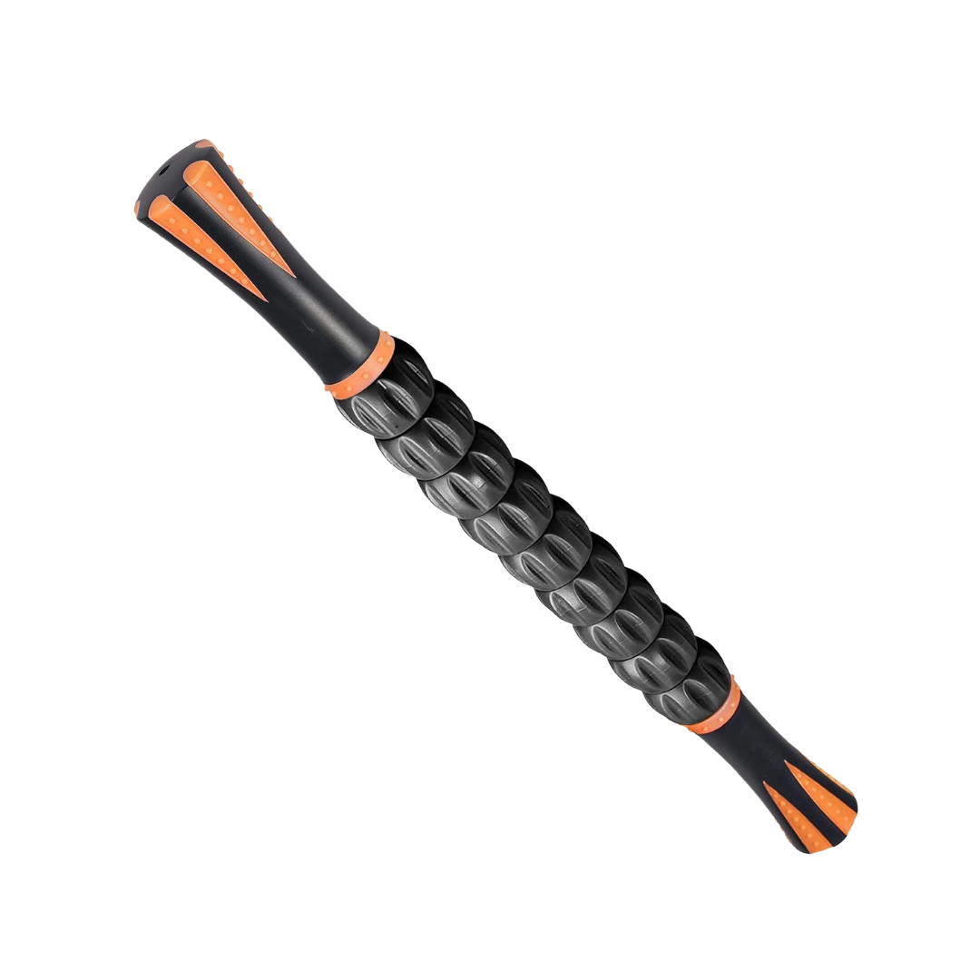 Muscle Roller Stick with 9 Rotating Rollers and Textured Grip Handles