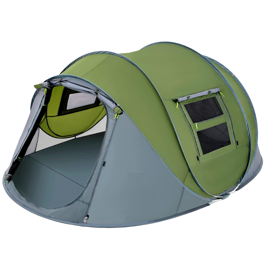 Pop Up Camping Tent for 4 People with 2 Doors and Automatic Setup