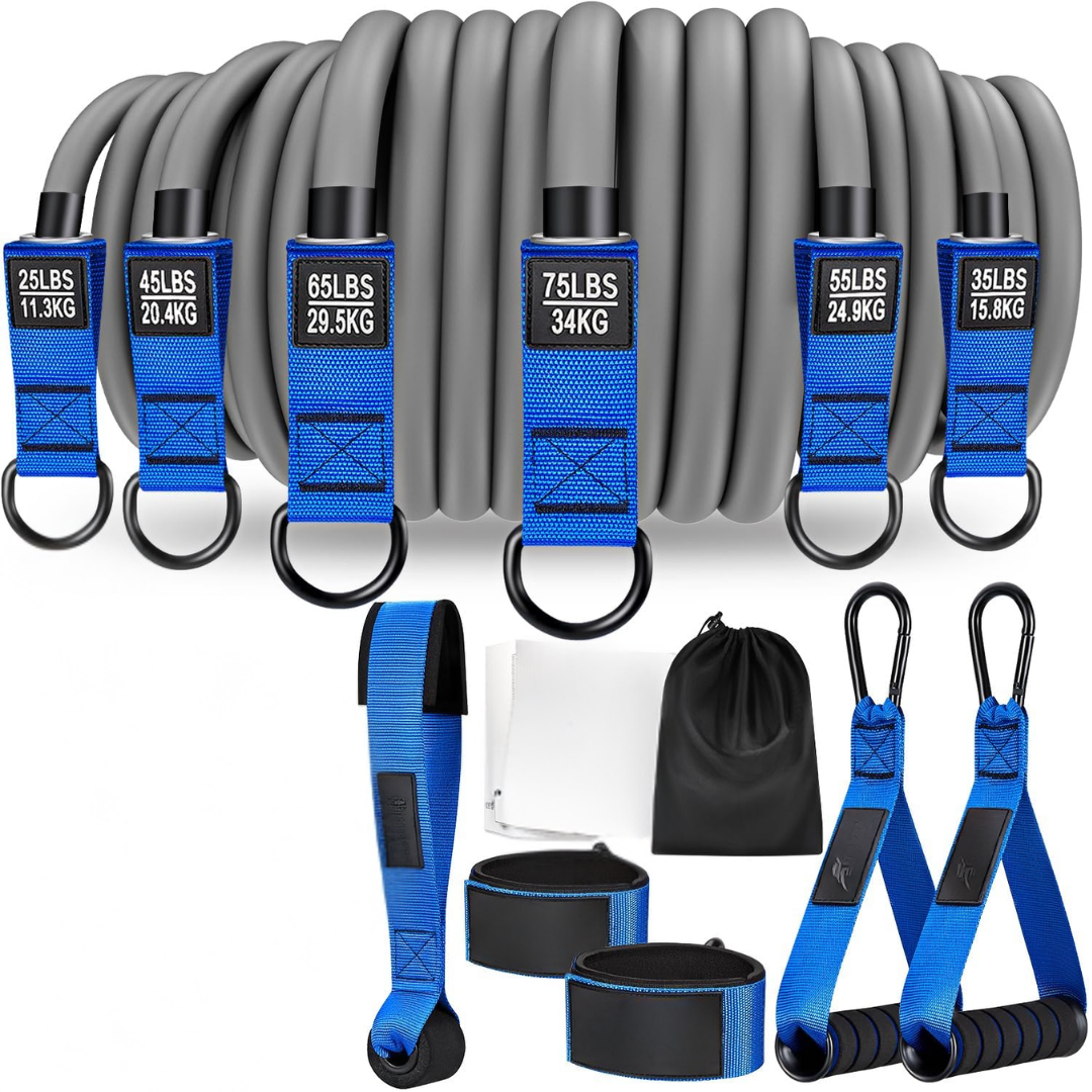 Resistance Band Set with Door Anchor Handles and Ankle Straps