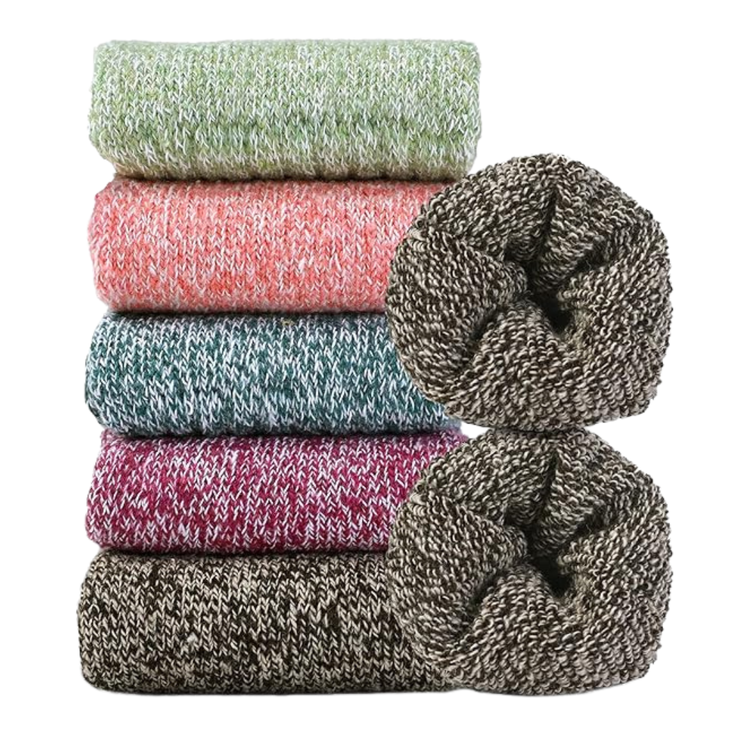 5 Pair Set Women’s Wool Blend Mid Calf Socks for Winter Wear