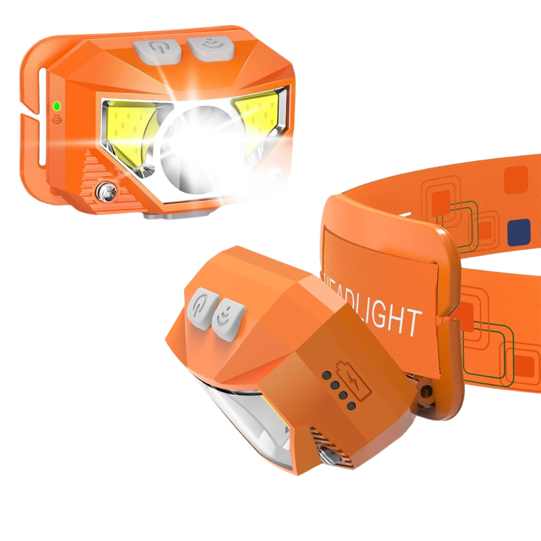 Rechargeable LED Headlamp Flashlight with Sensor, 8 Modes, 2-Pack