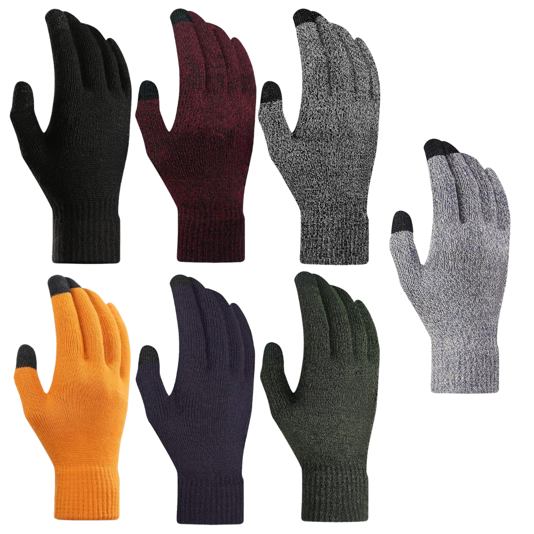 Unisex Touchscreen Knit Gloves with Silicone Grip and Soft Lining