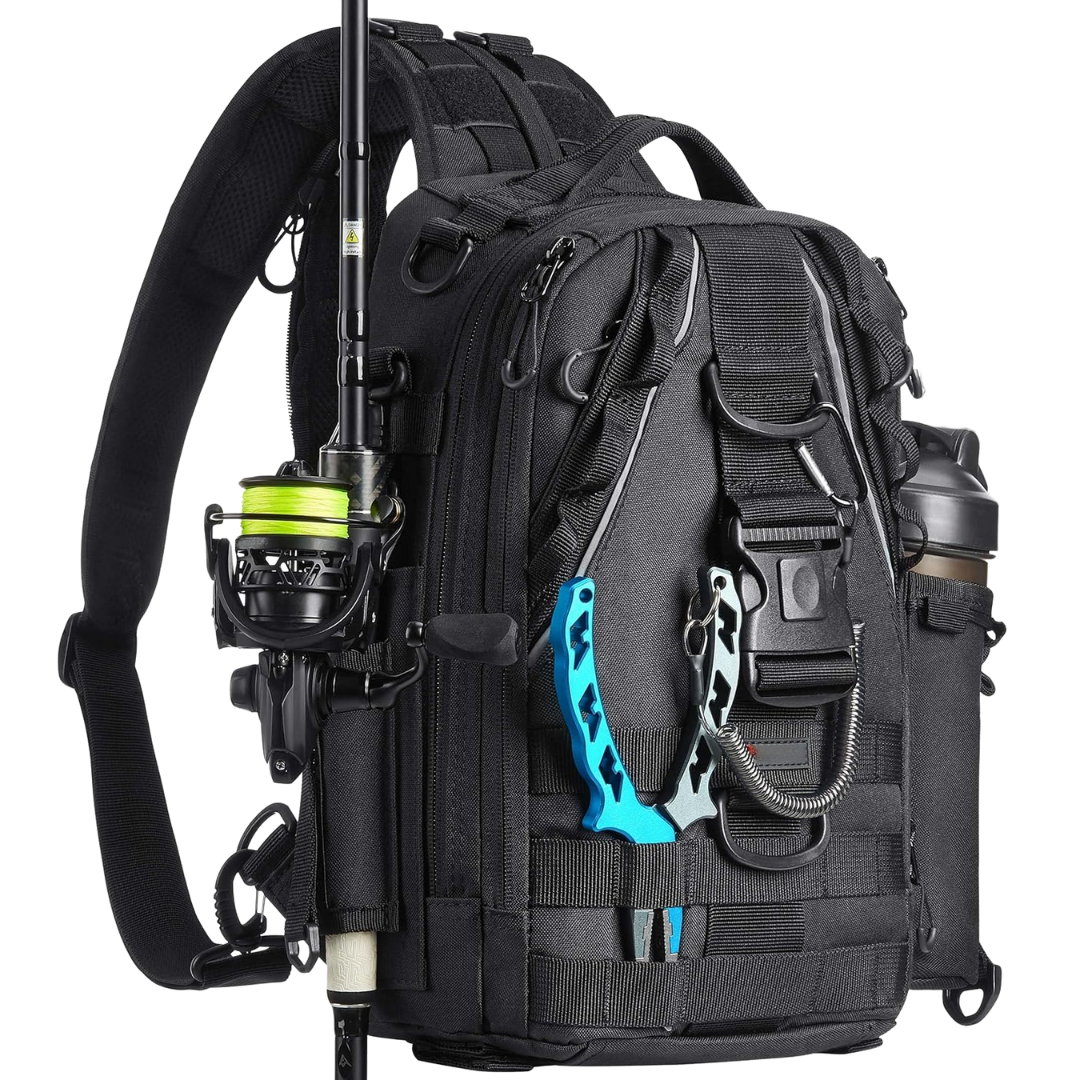 Water-Resistant Fishing Backpack with Rod Holder & Gear Storage