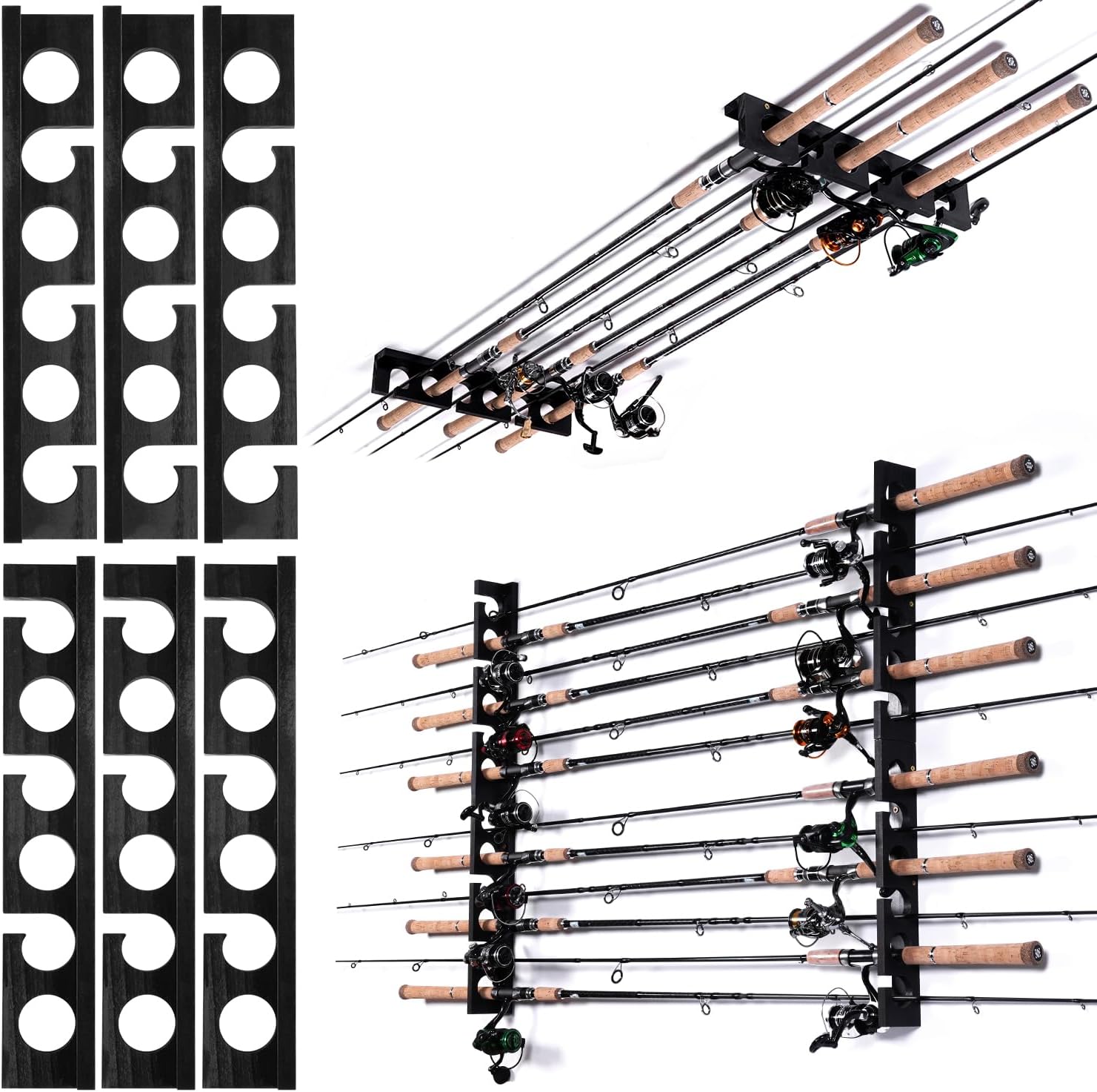 Fishing Rod Rack Wall or Ceiling Mounted Holder for Garage Storage